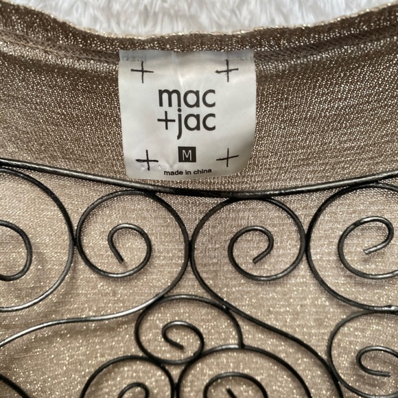 Mac Jac glittery gold 3/4 sleeve top size M - Picture 2 of 5